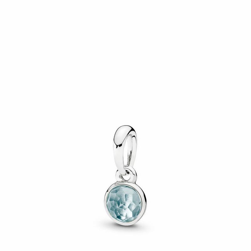 Pandora March Droplet Pendant Ireland - Sterling Silver/Blue/Crystal - 863027TZL